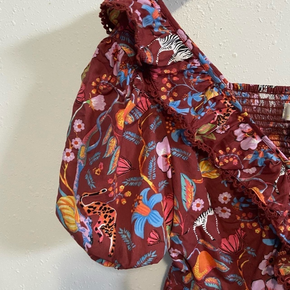 Anthropologie Maeve Ruffled Printed
Floral Zebra Tie-Front Blouse - Picture 5 of 8
